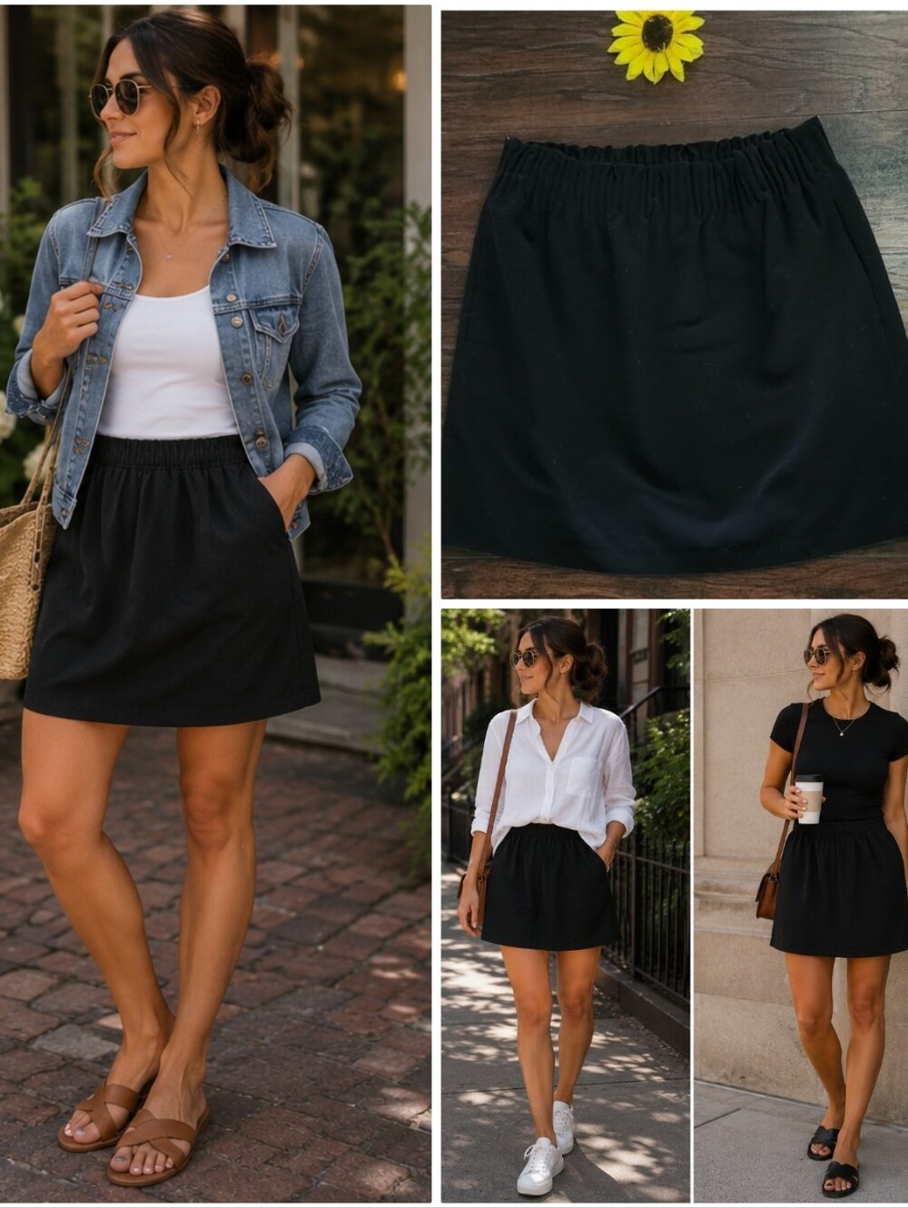 J.Crew Mercantile Black Casual Elastic Waist Skirt